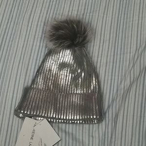 Metallic silver beanie